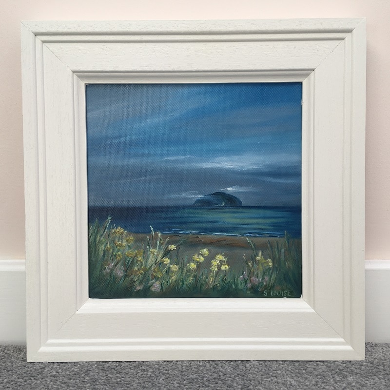 B - Plankton Bloom Original in Hand-made 290mm Square Wooden Frame Painted Off-white (Front)